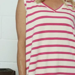 Marisol Sleeveless Stripe Cotton Dress Fuchsia -Kitandkaboodal Store IMG 7717 5d738c05 90f0 4d86 9100 ae965fd1911c