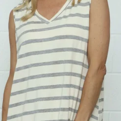 Marisol Sleeveless Stripe Cotton Dress Grey -Kitandkaboodal Store IMG 7731 1f307870 25d3 4498 8445 08b52ab94f6f