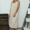Marisol Sleeveless Stripe Cotton Dress Camel 2 Marisol Sleeveless Stripe Cotton Dress Camel -Kitandkaboodal Store IMG 7738