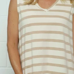 Marisol Sleeveless Stripe Cotton Dress Camel 8 Marisol Sleeveless Stripe Cotton Dress Camel -Kitandkaboodal Store IMG 7739 26fc9b1f 4730 474b 9061 70bde5cf891f