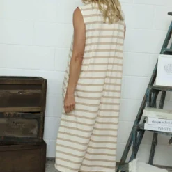 Marisol Sleeveless Stripe Cotton Dress Camel 9 Marisol Sleeveless Stripe Cotton Dress Camel -Kitandkaboodal Store IMG 7745 71507134 679a 4042 a2e4 eb449041050b
