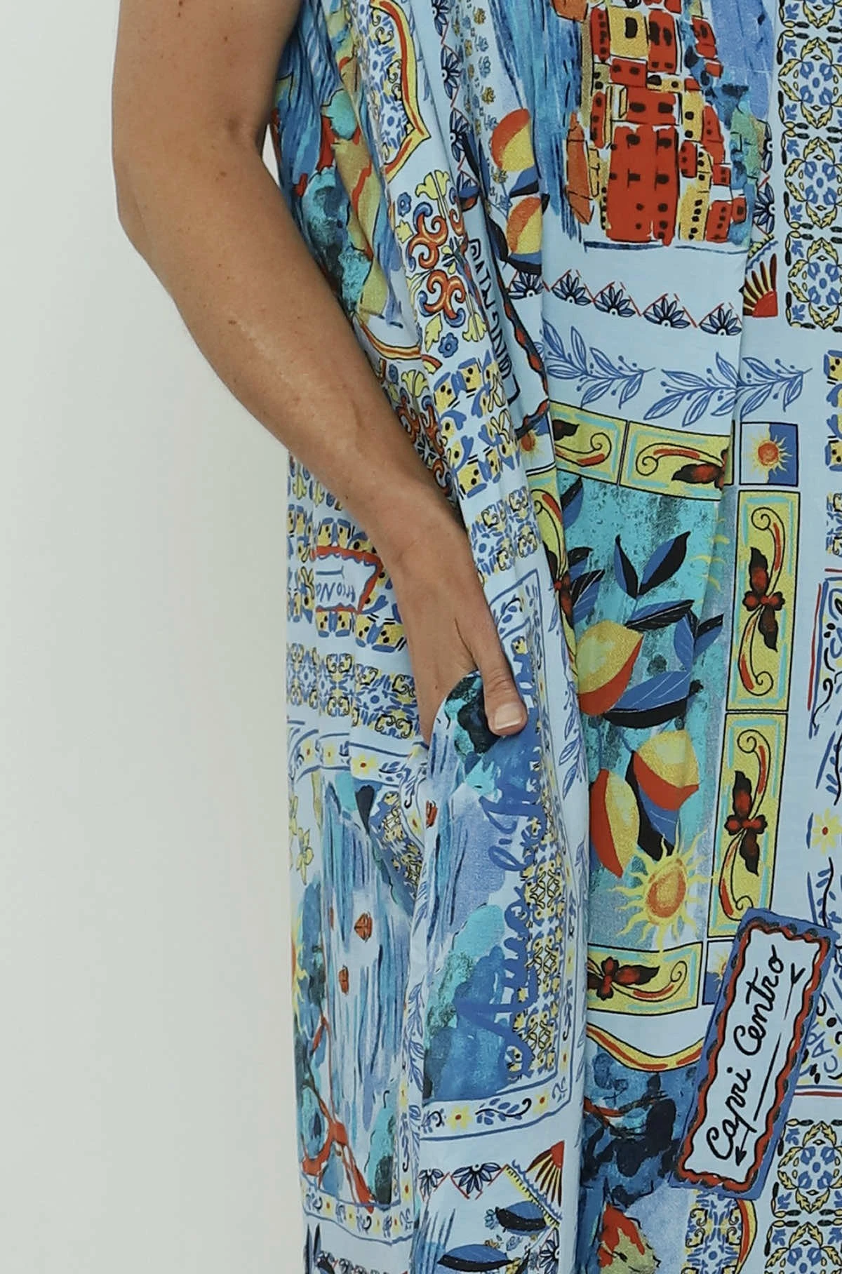 Bellona V-Neck Print Dress Light Blue 5 Bellona V-Neck Print Dress Light Blue - Image 3