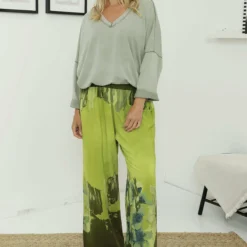Aksana Wide Leg Trousers Olive