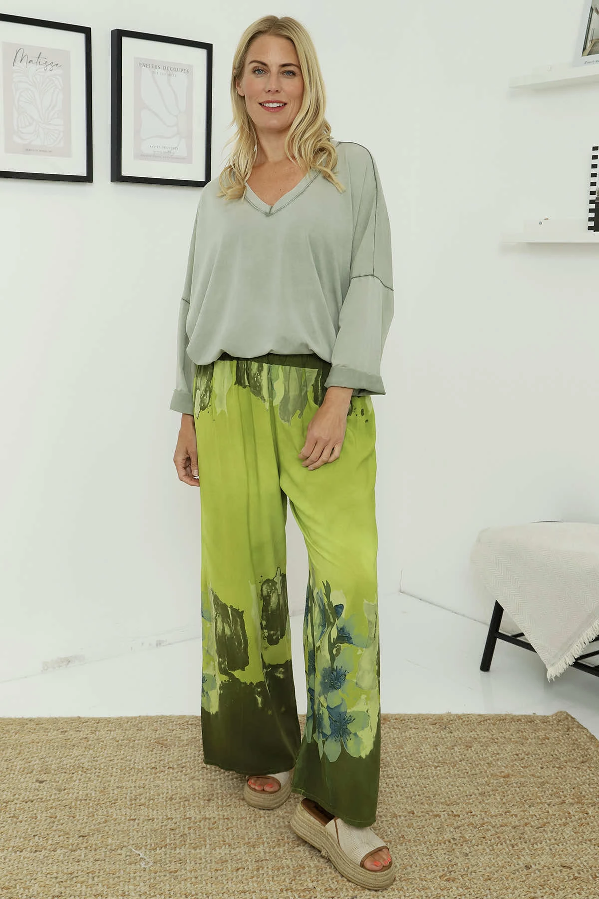 Aksana Wide Leg Trousers Olive 3 Aksana Wide Leg Trousers Olive