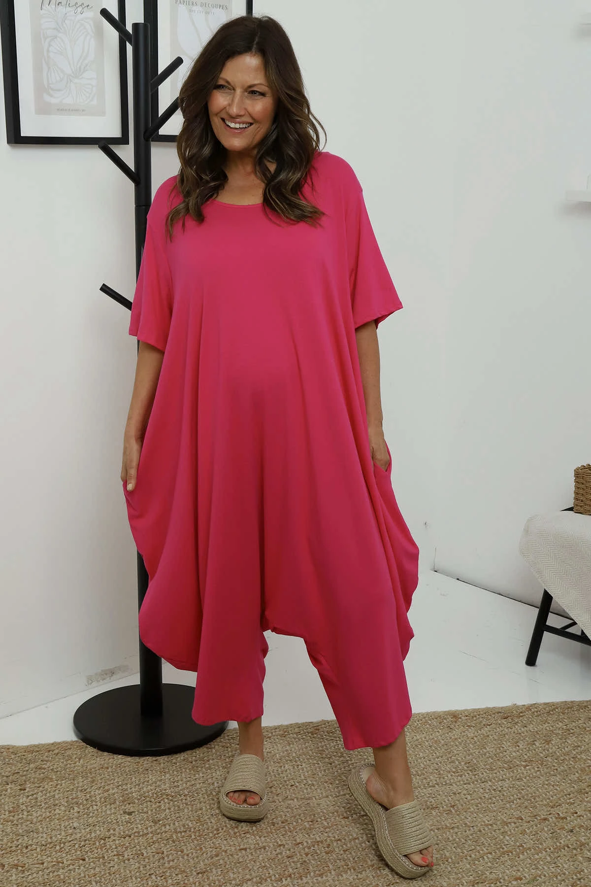 Everlee Cotton Jumpsuit Fuchsia 4 Everlee Cotton Jumpsuit Fuchsia - Image 2