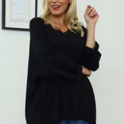 Maritza Slouch Cotton Top Black