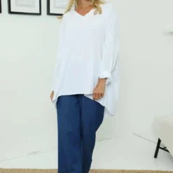 Maritza Slouch Cotton Top White