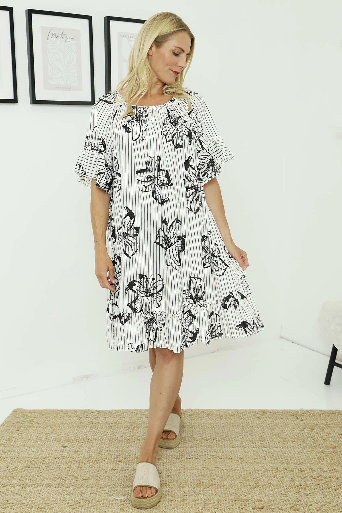 Fabiola Print Bardot Tunic Black 3 Fabiola Print Bardot Tunic Black