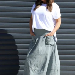 Darana Linen Skirt Sage Green