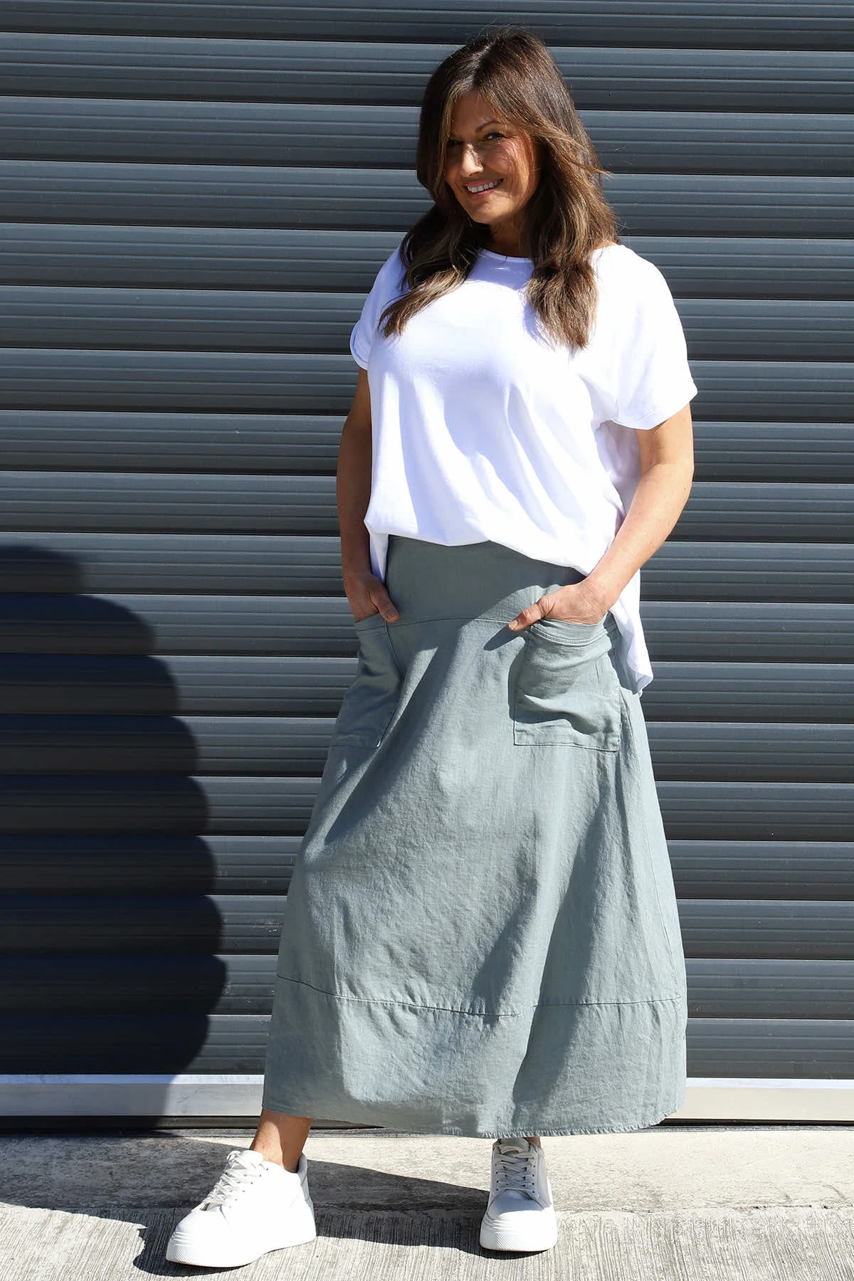 Darana Linen Skirt Sage Green 3 Darana Linen Skirt Sage Green