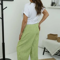 Nina Stripe Linen Trousers Green 9 Nina Stripe Linen Trousers Green -Kitandkaboodal Store IMG 8029 c8e21285 0d2a 4815 a650 17d040edfeac