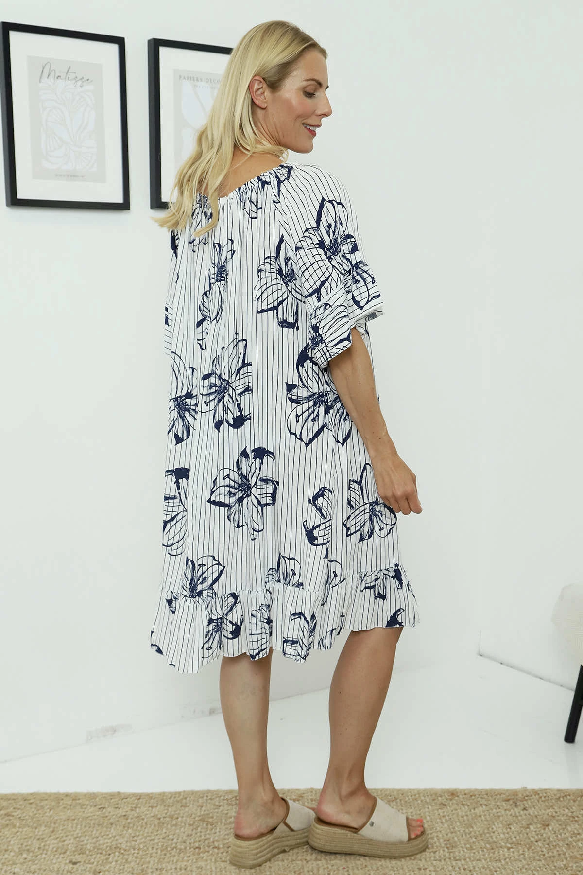 Fabiola Print Bardot Tunic Navy 6 Fabiola Print Bardot Tunic Navy - Image 4