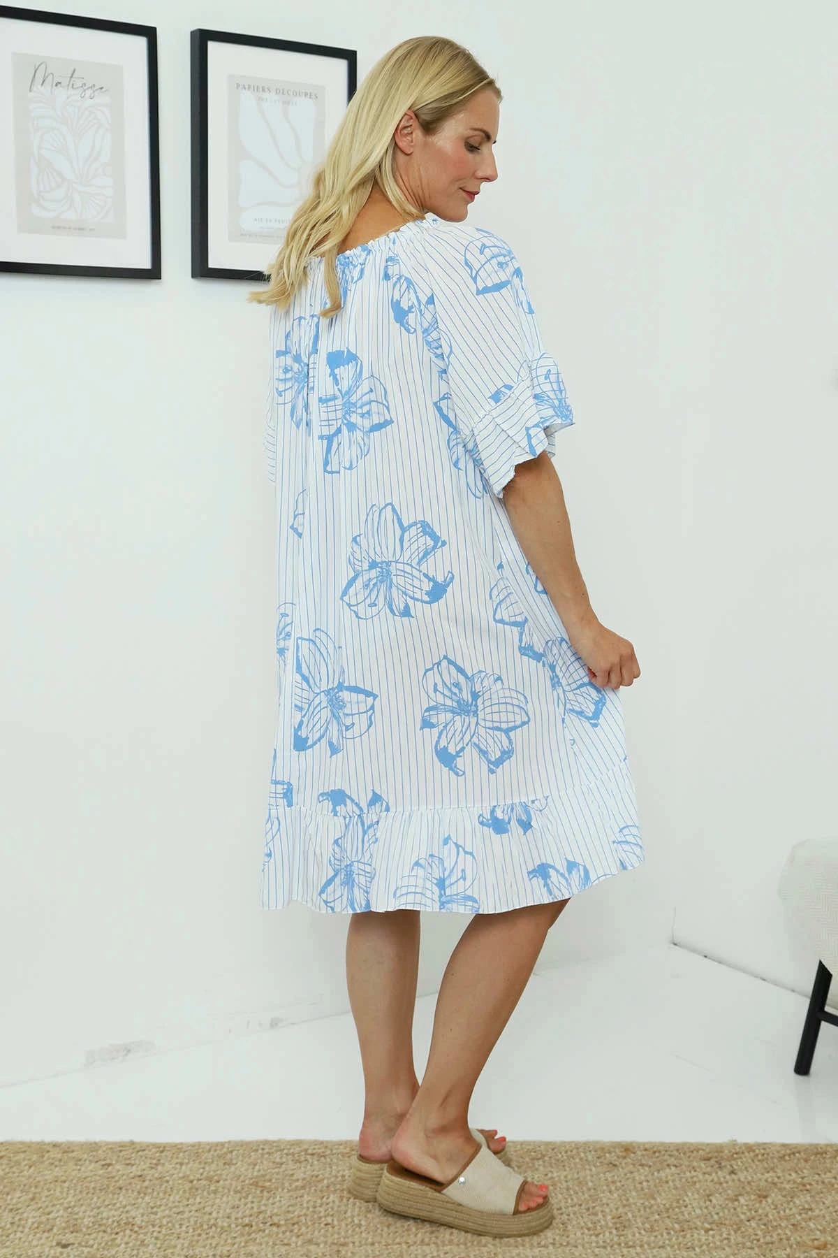 Fabiola Print Bardot Tunic Powder Blue 6 Fabiola Print Bardot Tunic Powder Blue - Image 4