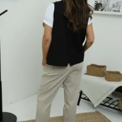 Maryam Linen Waistcoat Black -Kitandkaboodal Store IMG 8060 dfb0a763 149c 4a08 88f8 1a6fe559fbb7