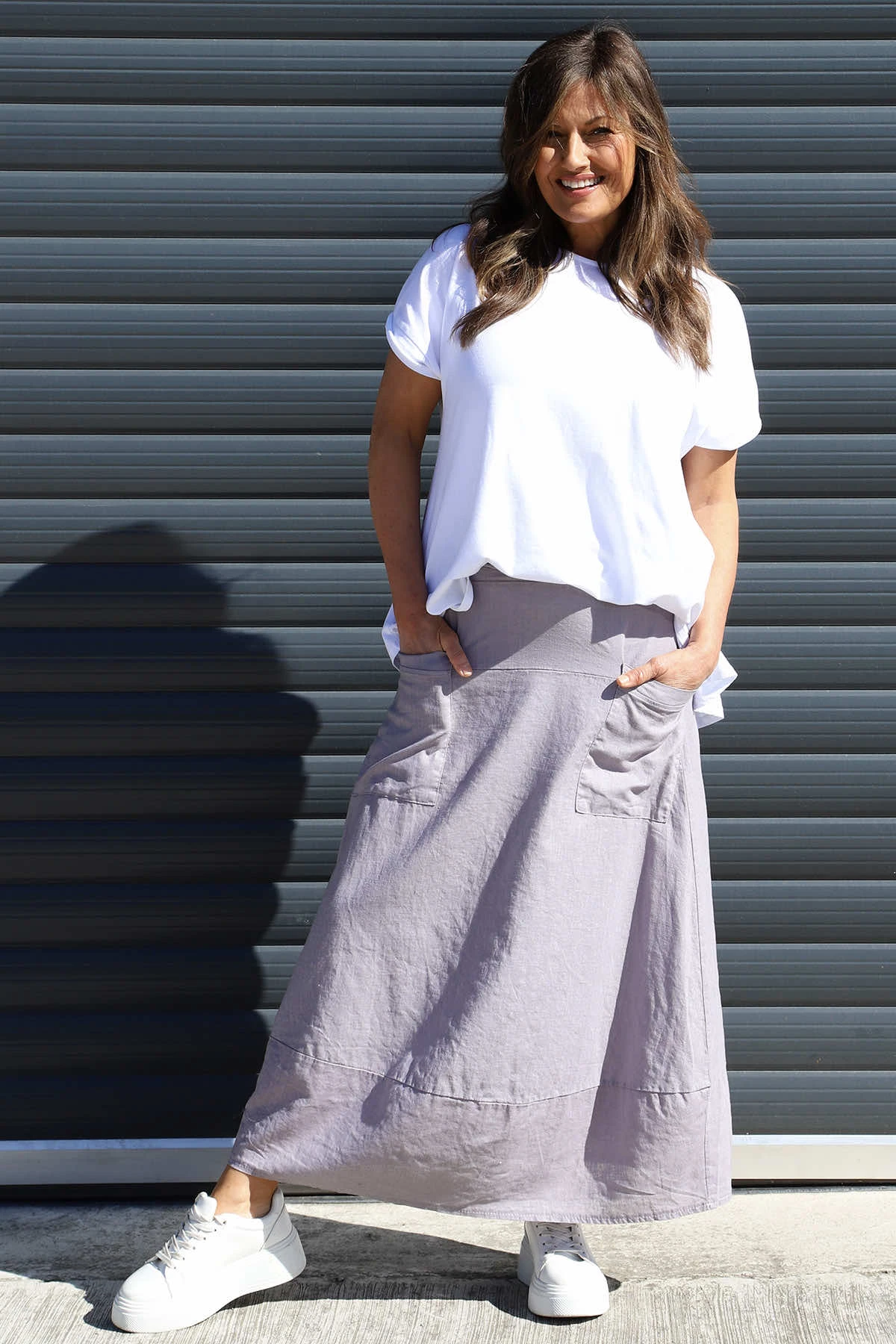 Darana Linen Skirt Mauve 3 Darana Linen Skirt Mauve