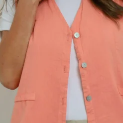 Maryam Linen Waistcoat Orange -Kitandkaboodal Store IMG 8078 8f649540 07fe 466e 95e0 e04224df3002