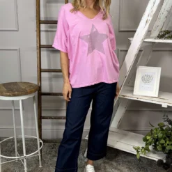 Imani Star Cotton Tee Fuchsia