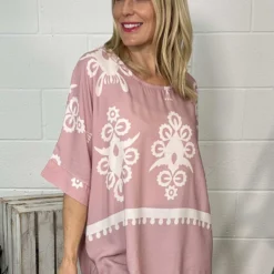 Pixie Print Top Pink