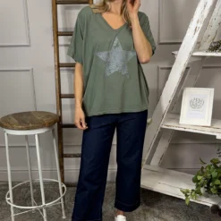 Imani Star Cotton Tee Khaki