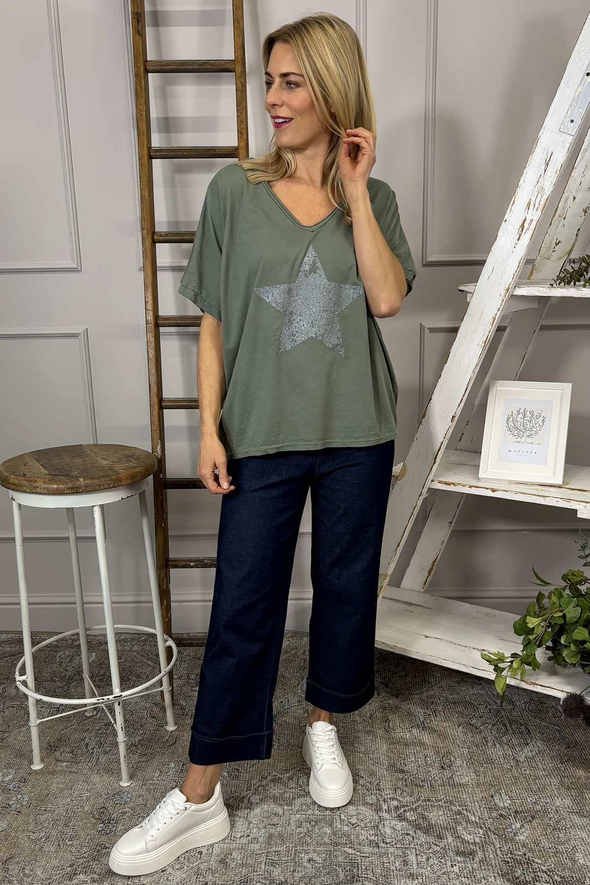 Imani Star Cotton Tee Khaki 3 Imani Star Cotton Tee Khaki