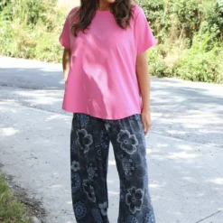 Clovia Floral Print Harem Trousers Charcoal