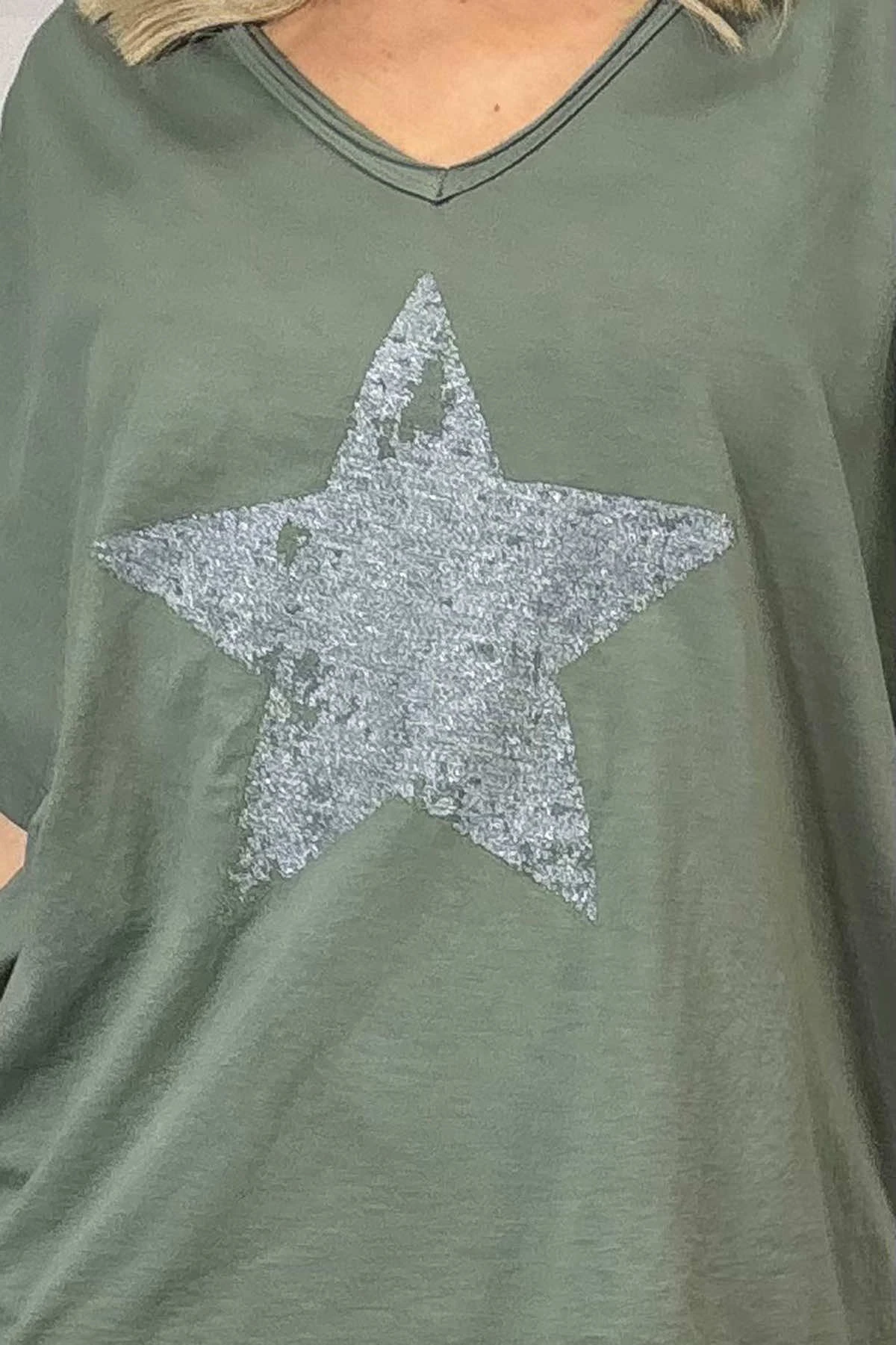 Imani Star Cotton Tee Khaki 5 Imani Star Cotton Tee Khaki - Image 3