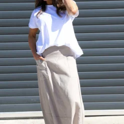 Darana Linen Skirt Mocha