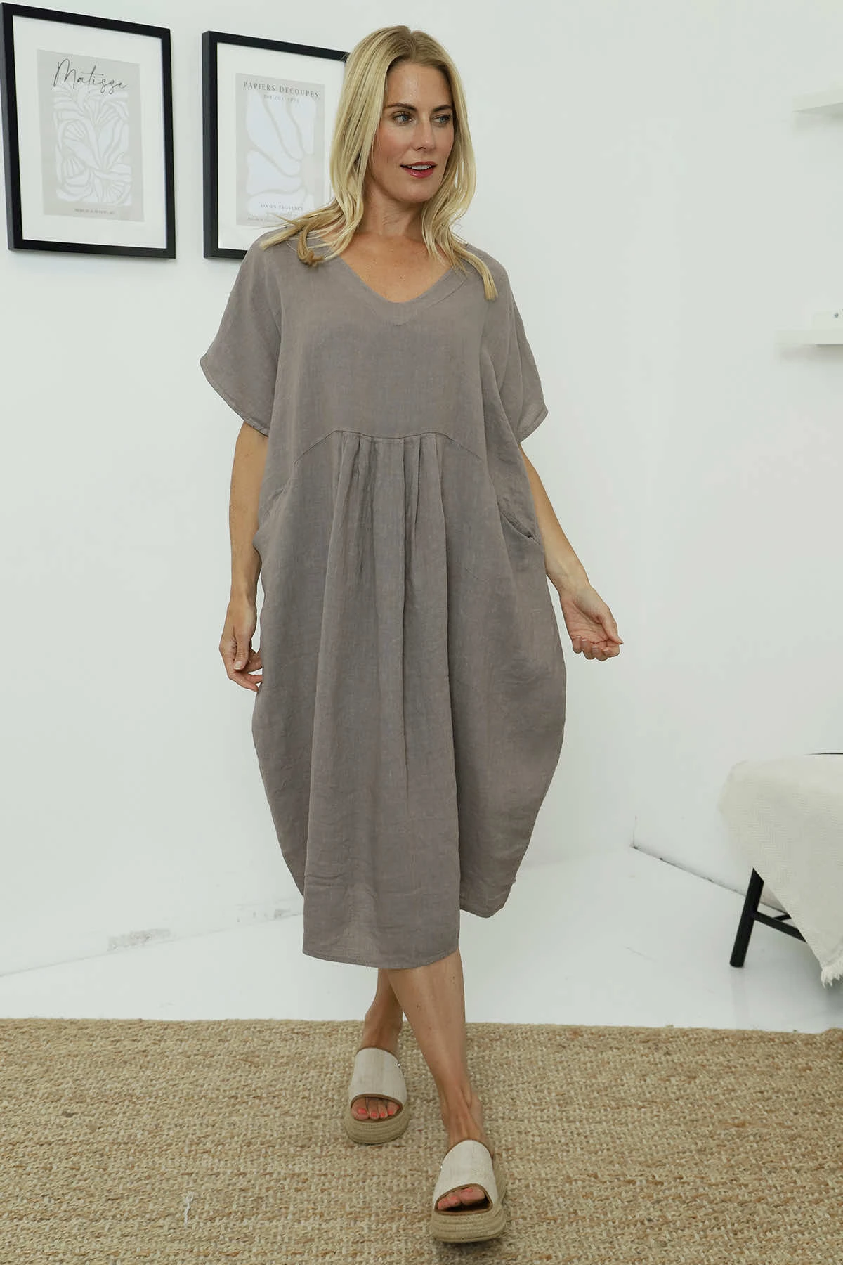 Fenella Linen Dress Mocha 3 Fenella Linen Dress Mocha