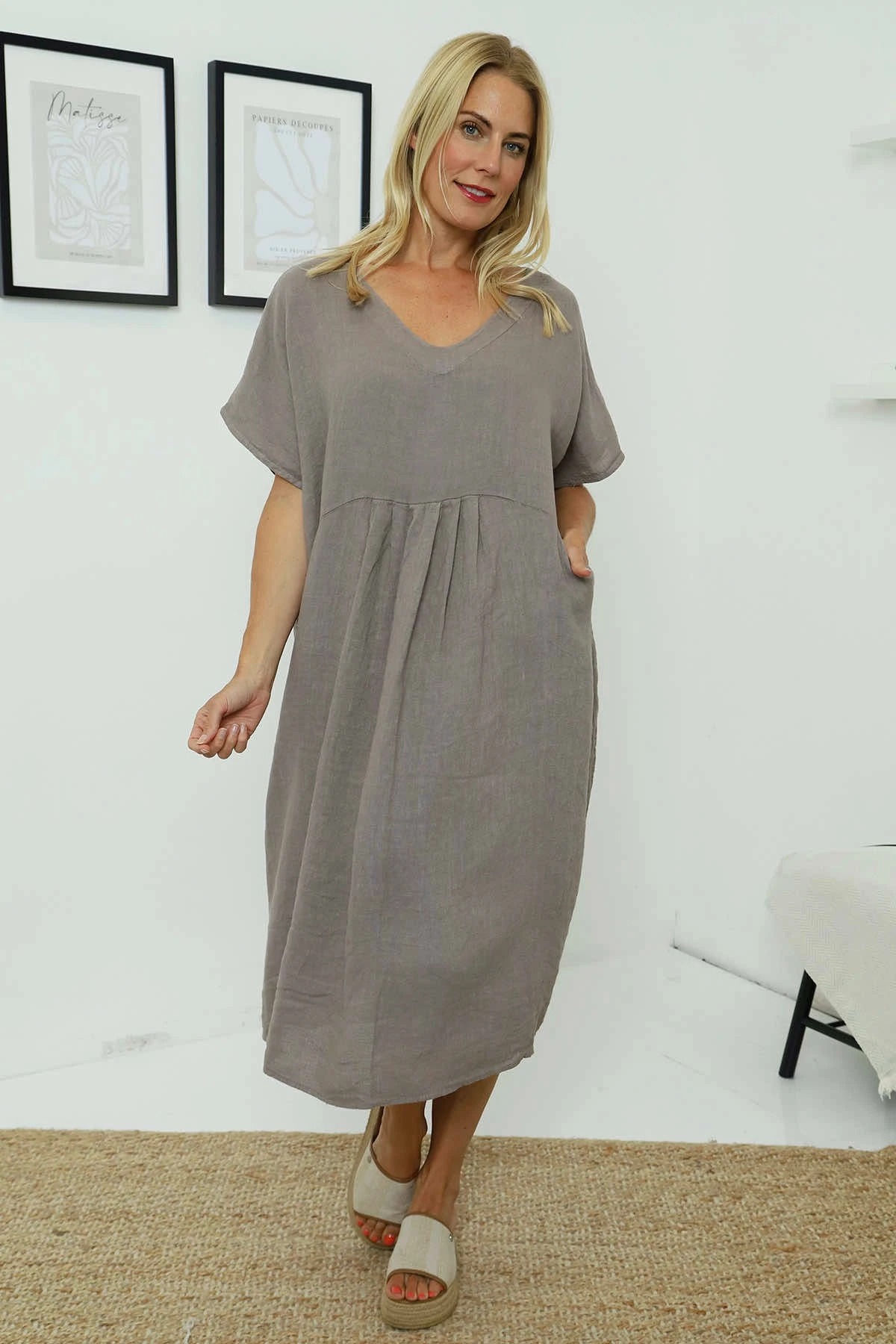 Fenella Linen Dress Mocha 4 Fenella Linen Dress Mocha - Image 2