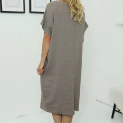 Fenella Linen Dress Mocha 9 Fenella Linen Dress Mocha -Kitandkaboodal Store IMG 8138