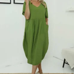 Fenella Linen Dress Olive