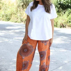 Clovia Print Harem Pants Orange