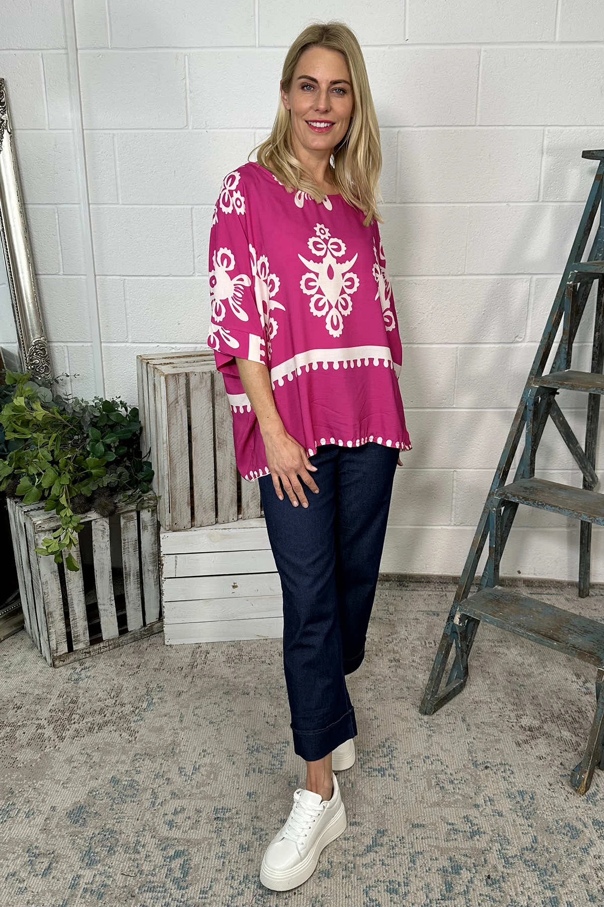 Pixie Print Top Fuchsia 5 Pixie Print Top Fuchsia - Image 3