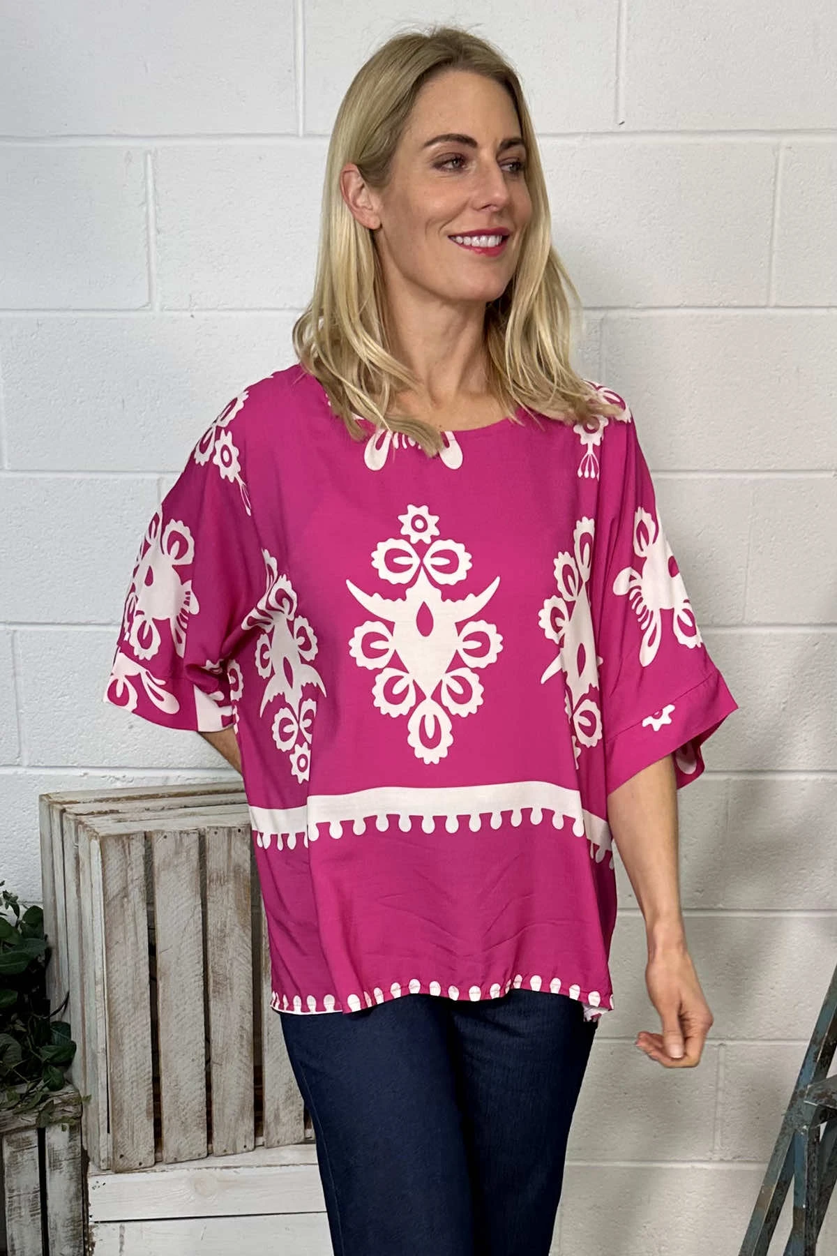 Pixie Print Top Fuchsia 3 Pixie Print Top Fuchsia