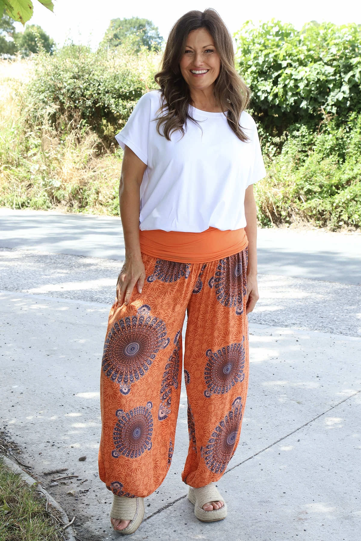 Clovia Print Harem Pants Orange 4 Clovia Print Harem Pants Orange - Image 2