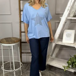 Imani Star Cotton Tee Blue