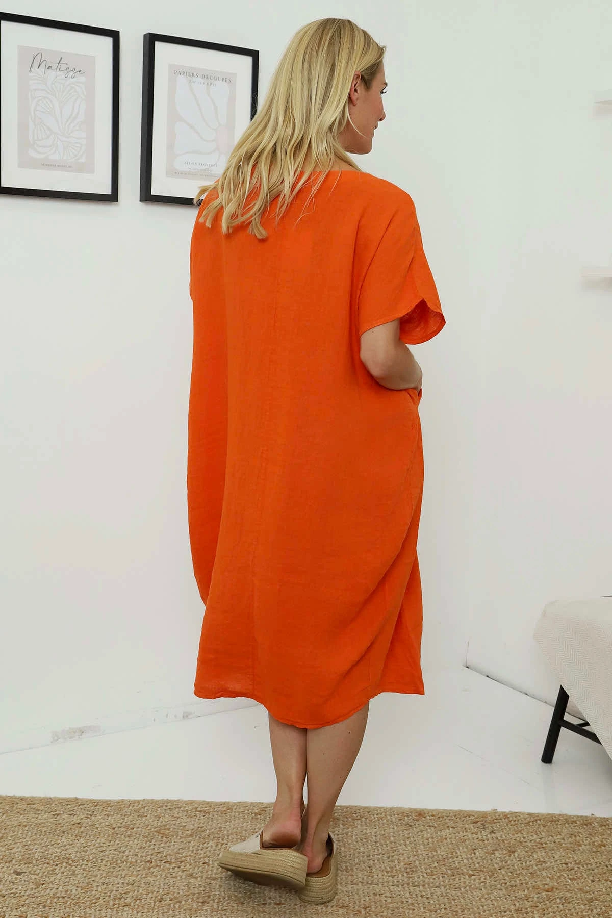 Fenella Linen Dress Orange 6 Fenella Linen Dress Orange - Image 4