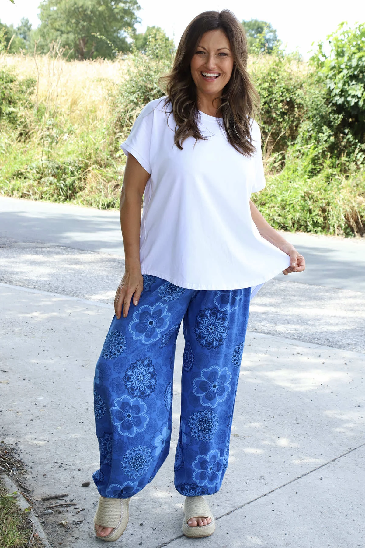 Clovia Floral Print Harem Trousers Cobalt 3 Clovia Floral Print Harem Trousers Cobalt