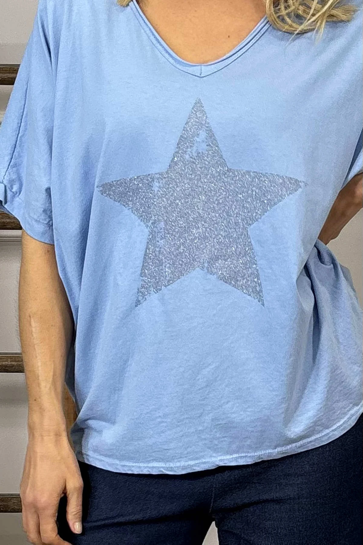 Imani Star Cotton Tee Blue 5 Imani Star Cotton Tee Blue - Image 3