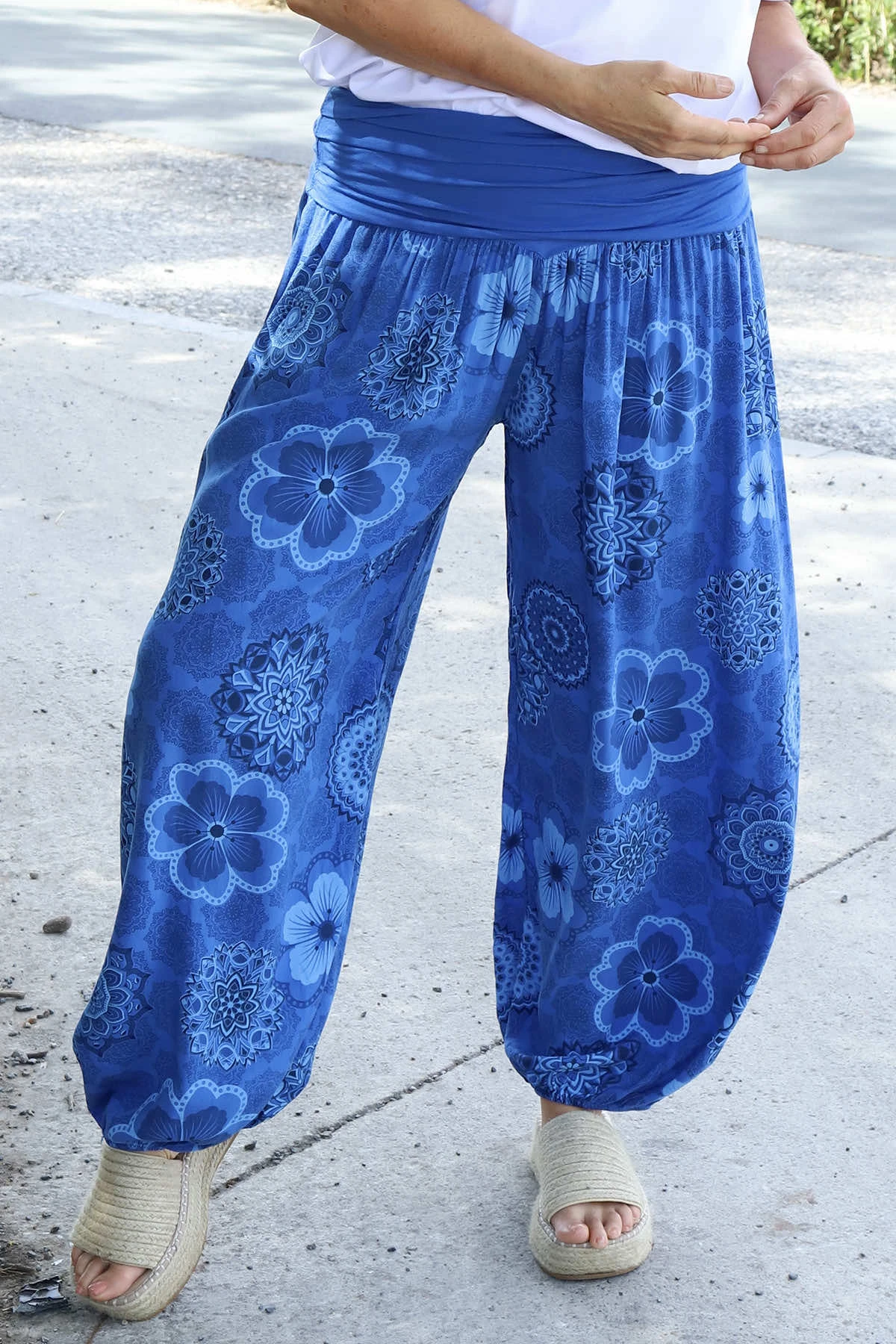 Clovia Floral Print Harem Trousers Cobalt 5 Clovia Floral Print Harem Trousers Cobalt - Image 3