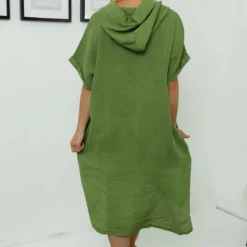 Carlina Hooded Flower Detail Linen Dress Olive 9 Carlina Hooded Flower Detail Linen Dress Olive -Kitandkaboodal Store IMG 8192 abe566c6 c4c8 447d ab76 064da4ac677d