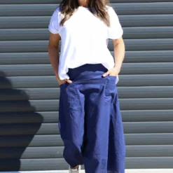 Darana Linen Skirt Navy