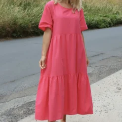 Nova Linen Dress Fuchsia