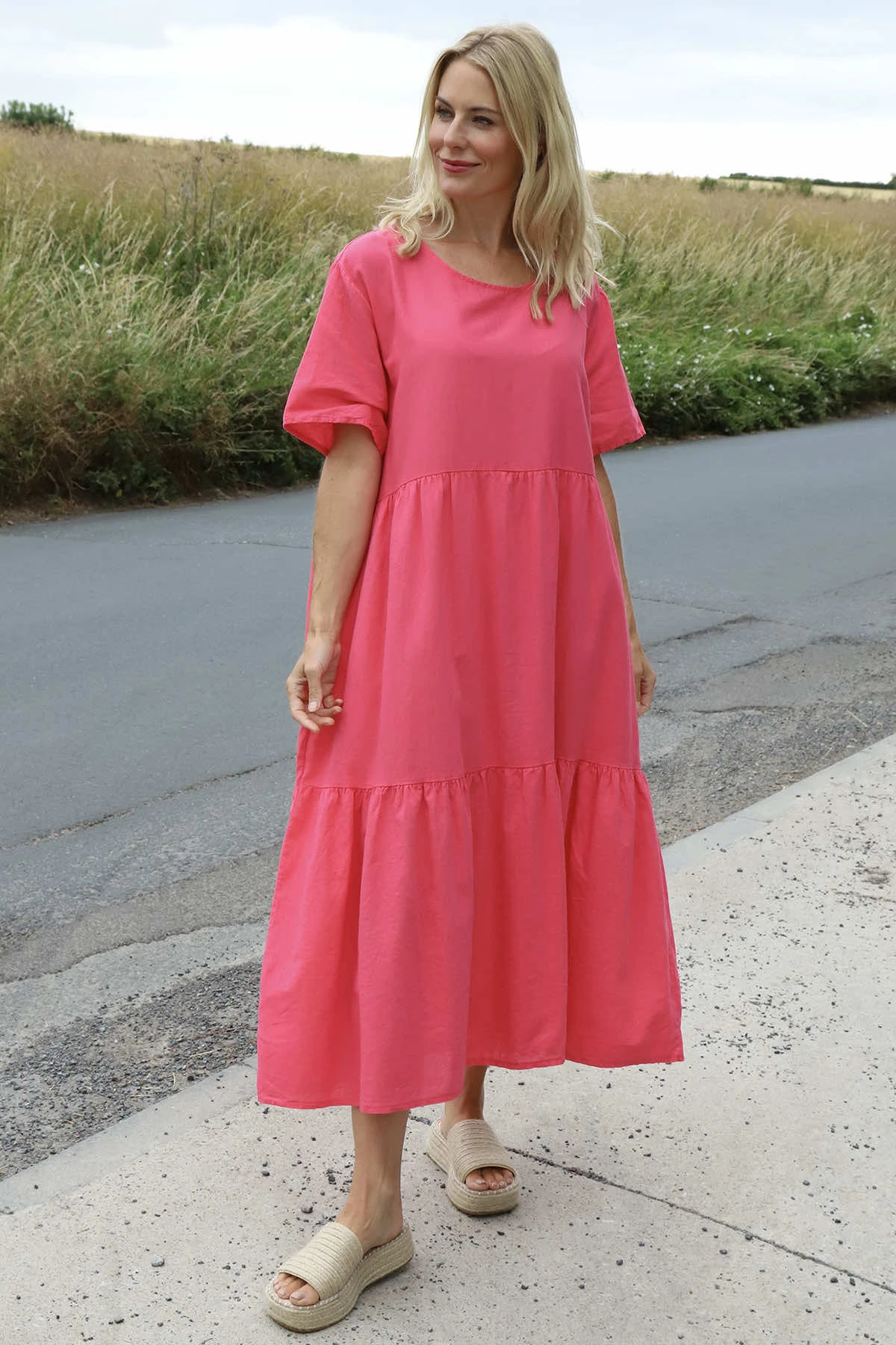 Nova Linen Dress Fuchsia 3 Nova Linen Dress Fuchsia
