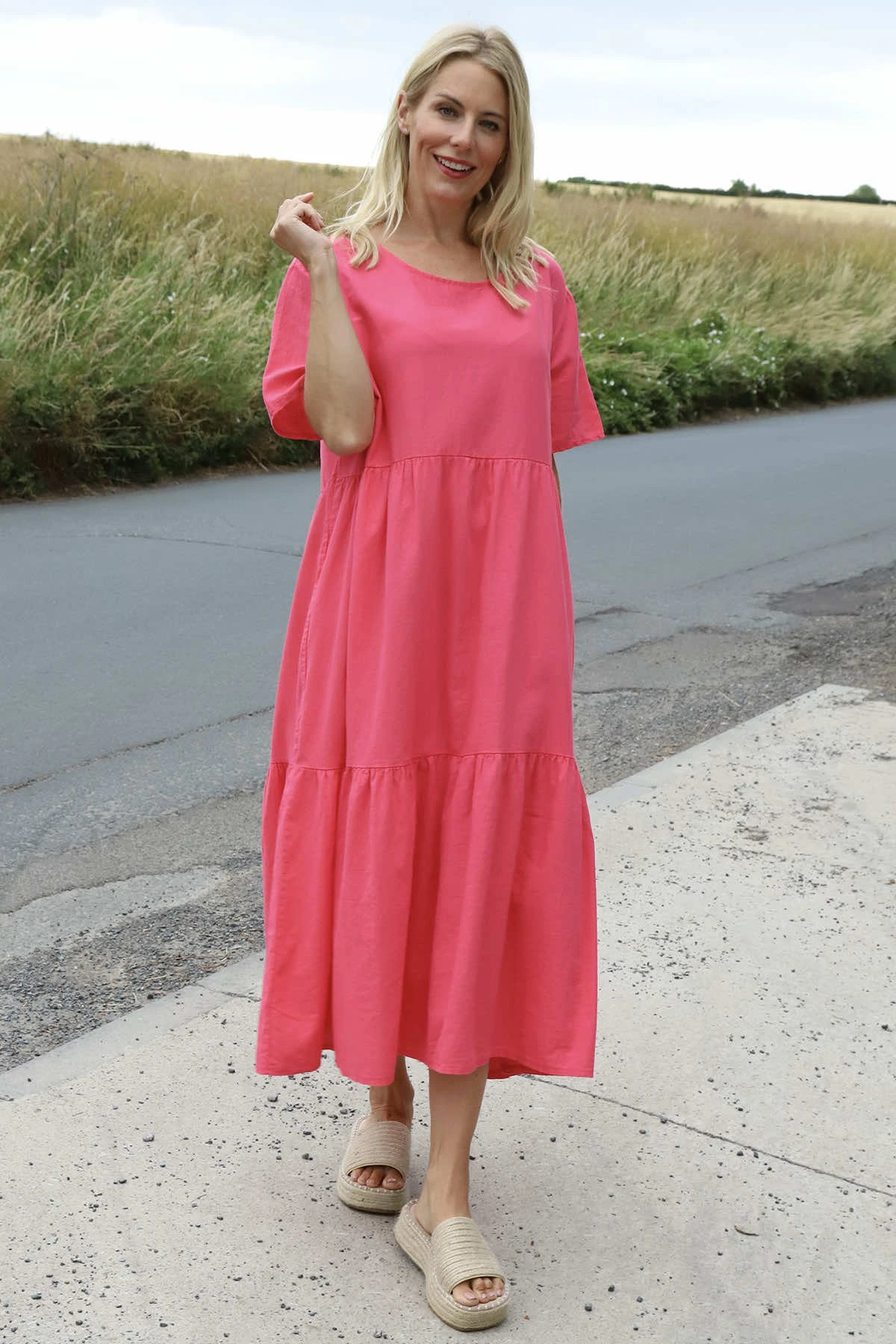 Nova Linen Dress Fuchsia 4 Nova Linen Dress Fuchsia - Image 2