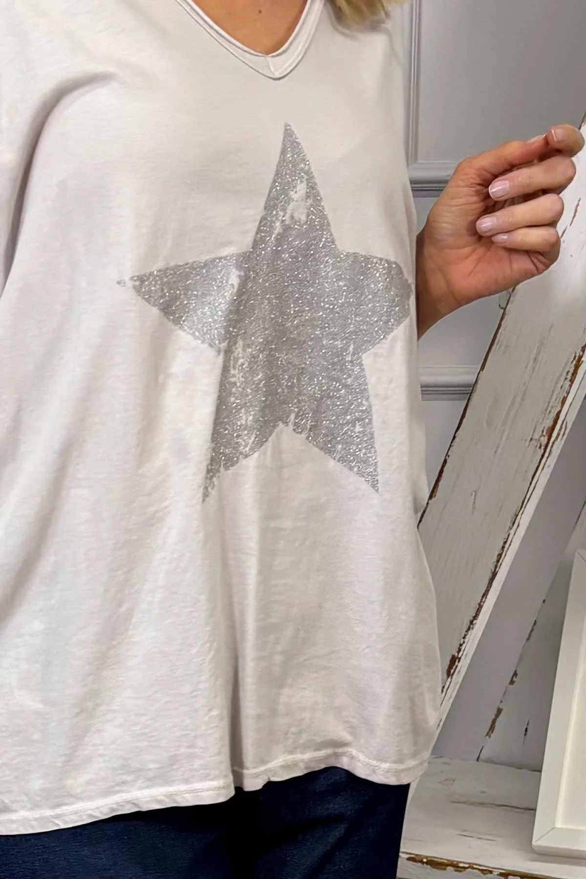 Imani Star Cotton Tee Stone 5 Imani Star Cotton Tee Stone - Image 3