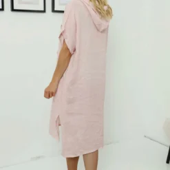 Carlina Hooded Flower Detail Linen Dress Pink -Kitandkaboodal Store IMG 8211 4940af08 1b89 457c 8e7e 2999115c0c4c