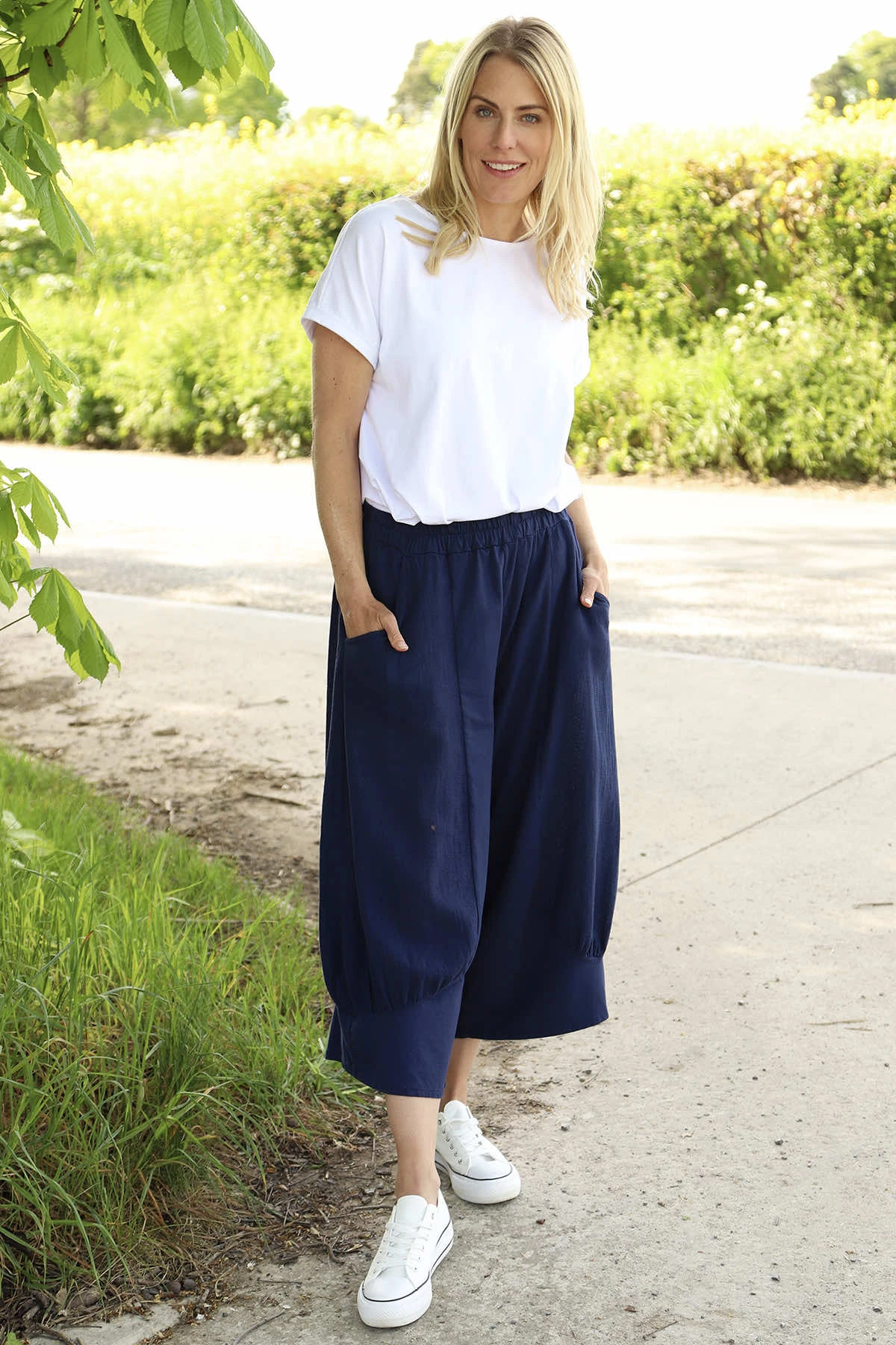 Lorna Cotton Culottes Navy 3 Lorna Cotton Culottes Navy