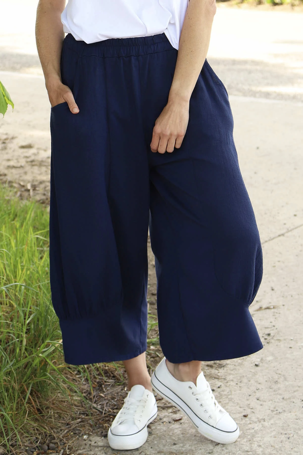 Lorna Cotton Culottes Navy 4 Lorna Cotton Culottes Navy - Image 2