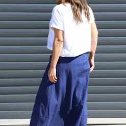 Darana Linen Skirt Navy -Kitandkaboodal Store IMG 8229 60b255b5 f778 412f 955b b9811b203d83